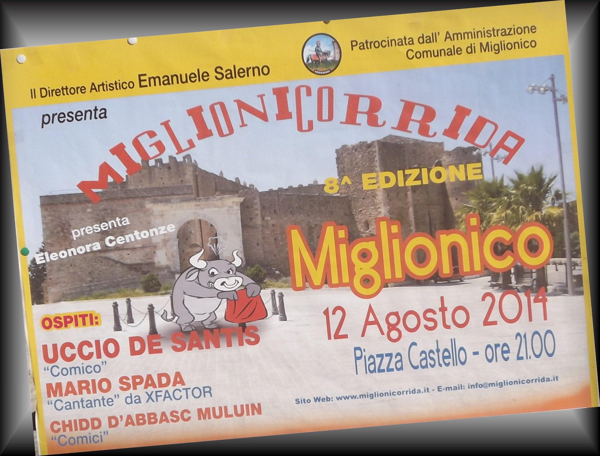 Cartellone estivo "SeRestate a.. MIGLIONICO"  con la MIGLIONICORRIDA organizzata dal direttore artistico Emanuele Salerno