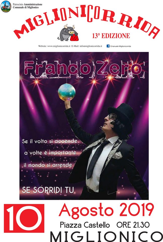 Sabato 10 Agosto 2019: TREDICESIMA EDIZIONE MIGLIONICORRIDA - Piazza Castello  MIGLIONICO (MT) 