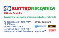 Elettromeccanica di Carlo Calviello - Via dell'Artigianato Zona Paip 1,  26 - 75100 - Matera MT - InfoLine 0835268874