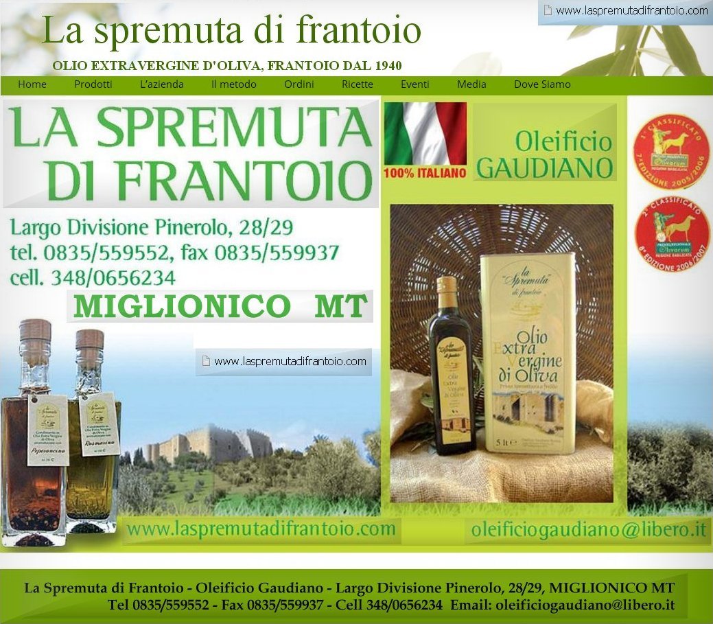 LA SPREMUTA di FRANTOIO - Oleificio Gaudiano MIGLIONICO (MT) - Main Sponsor della DODICESIMA EDIZIONE MIGLIONICORRIDA 2018 a MIGLIONICO (MT) 