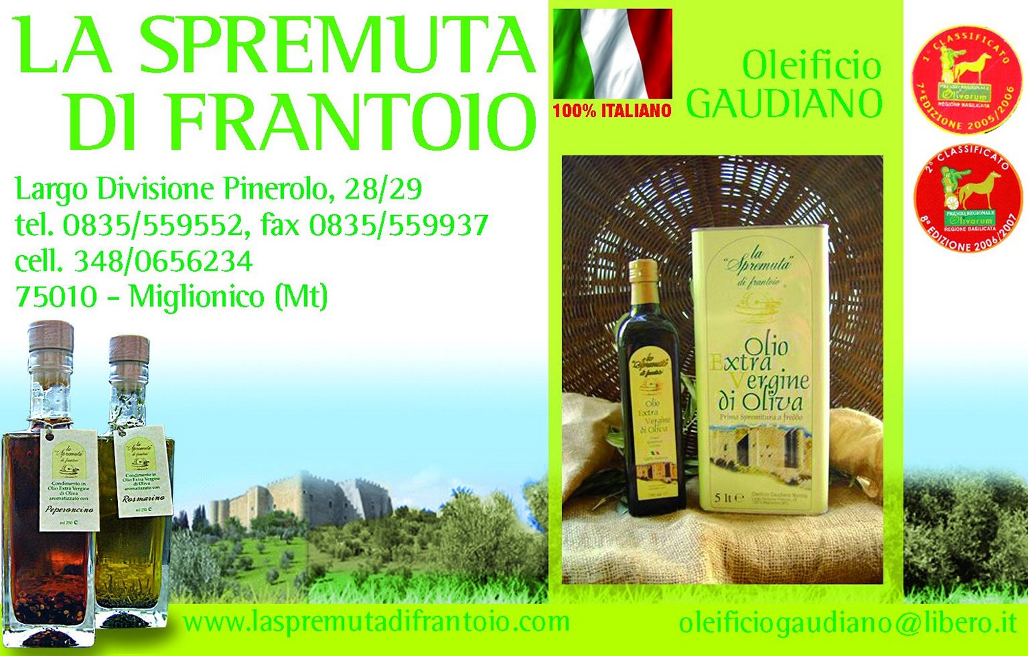 La Spremuta di Frantoio - Oleificio Gaudiano a MIGLIONICO website www.LaSpremutadiFrantoio.com